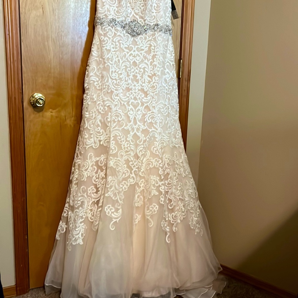 Wedding dress cream lace overlay, tags still on Fits like a street size 8